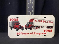 Vintage Carolina Freight 50 Year License Plate