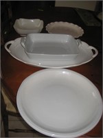 5 Pcs White Serving Dishes-Platter
