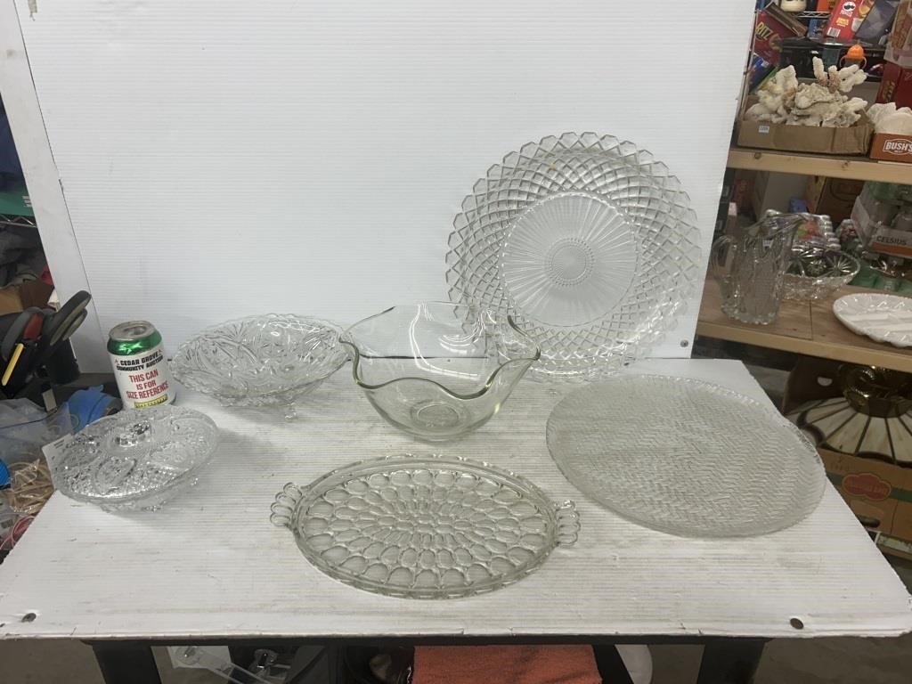 Decorative glass bowls and dish platters