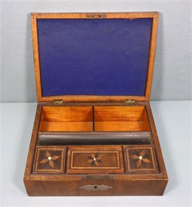19th C. English Inlaid Mahogany Sewing Box