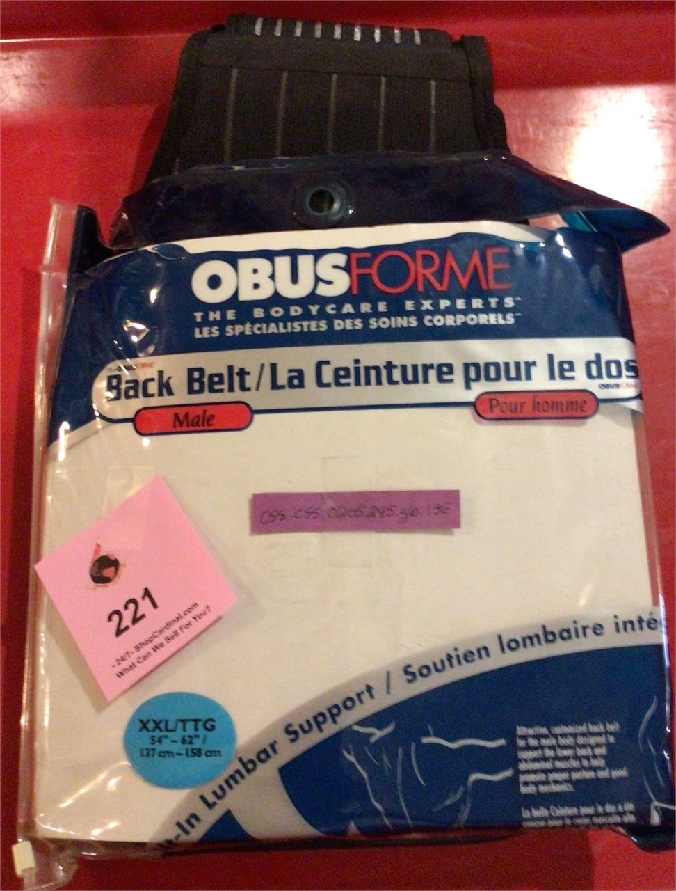 ObusForme Back Belt XXL New
