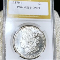 1879-S Morgan Silver Dollar PGA - MS64+ DMPL
