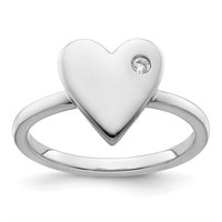 Sterling Silver- Rhodium-plated Diamond Heart Ring