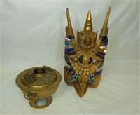 Oriental Asian Brass Incense Burner & Thai Eagle