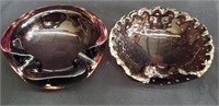 Pair of purple glass Murano-style ashtrays