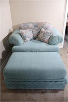 VTG Large Aqua Deep Seat Chair & Ottoman