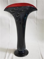 Signed studio art glass vase