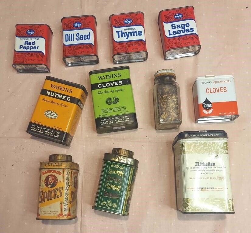Large Lot of Vintage Spice Tins
