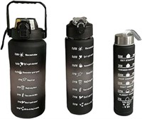 MAFEE 3 in 1 Motivational Water Bottles with Straw
