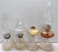 Lot of 4 Glass Oil Lamps