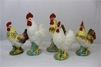 Vintage Lefton ceramic Roosters & Hens