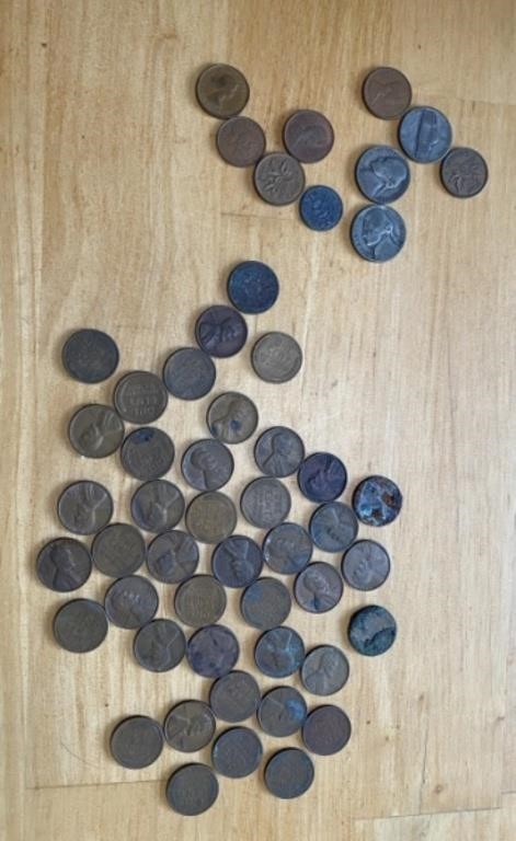 43 US Wheat Pennies & More