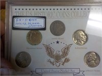 5 US Nickels 1908,1902, buffalo 1936, silver war