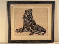 Print of Prone Lion- "Robert O. Hodgell