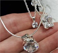 3 Cubic Zirconia necklaces & 2 pair of earrings