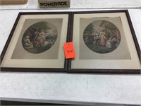 2 antique prints - moments of the day
