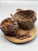 Ancient Peruvian burial Maize, Basket & artifacts