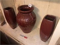 (3) Red Vase