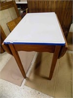 Vintage Table-Metal Top/Wood Frame/sides