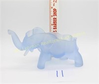 Blue Frosted Glass Elephant Trinket Dish