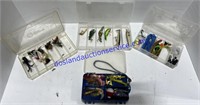 4 Small Tackle Boxes With Tackle, 1 Is 2 Sided