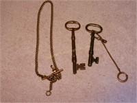 2 brass skeleton keys