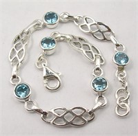 Sterling Silver 3.00 Ct Blue Topaz Bracelet