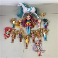 Barbie Dolls, Horse, and Dog Figure