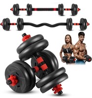 Adjustable Weight Dumbbell Barbell Set, 4-In-1