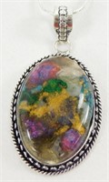 Oyster Turquoise 2.32" Pendant & Chain