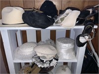 VTG WHITE FELT+PEARLS WOMENS BARET & MORE HATS