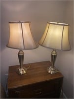 Pair of brushed gold style lamps