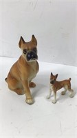 2 Small Ceramic Boxer Dog Figures UJC
