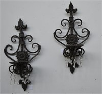 Pair Vintage Metal Wall Candle Sconces