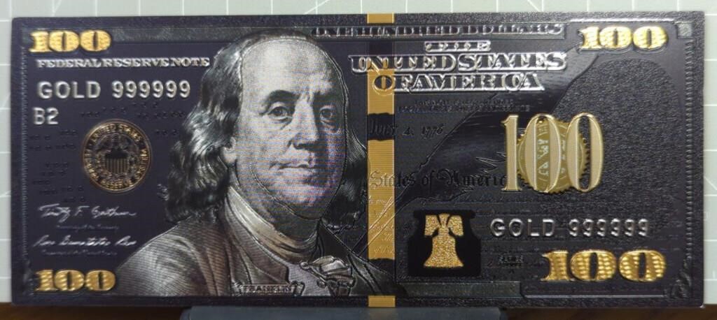 24K gold-plated banknote Green