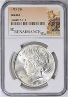 1925 Peace Silver Dollar NGC MS-66+