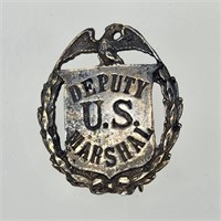 ANTIQUE STERLING SILVER DEPUTY US MARSHALL BADGE