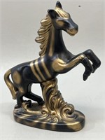 Black & Gold Rearing Horse Ceramic Statue
