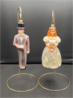 Bride & Groom glass ornaments on stand