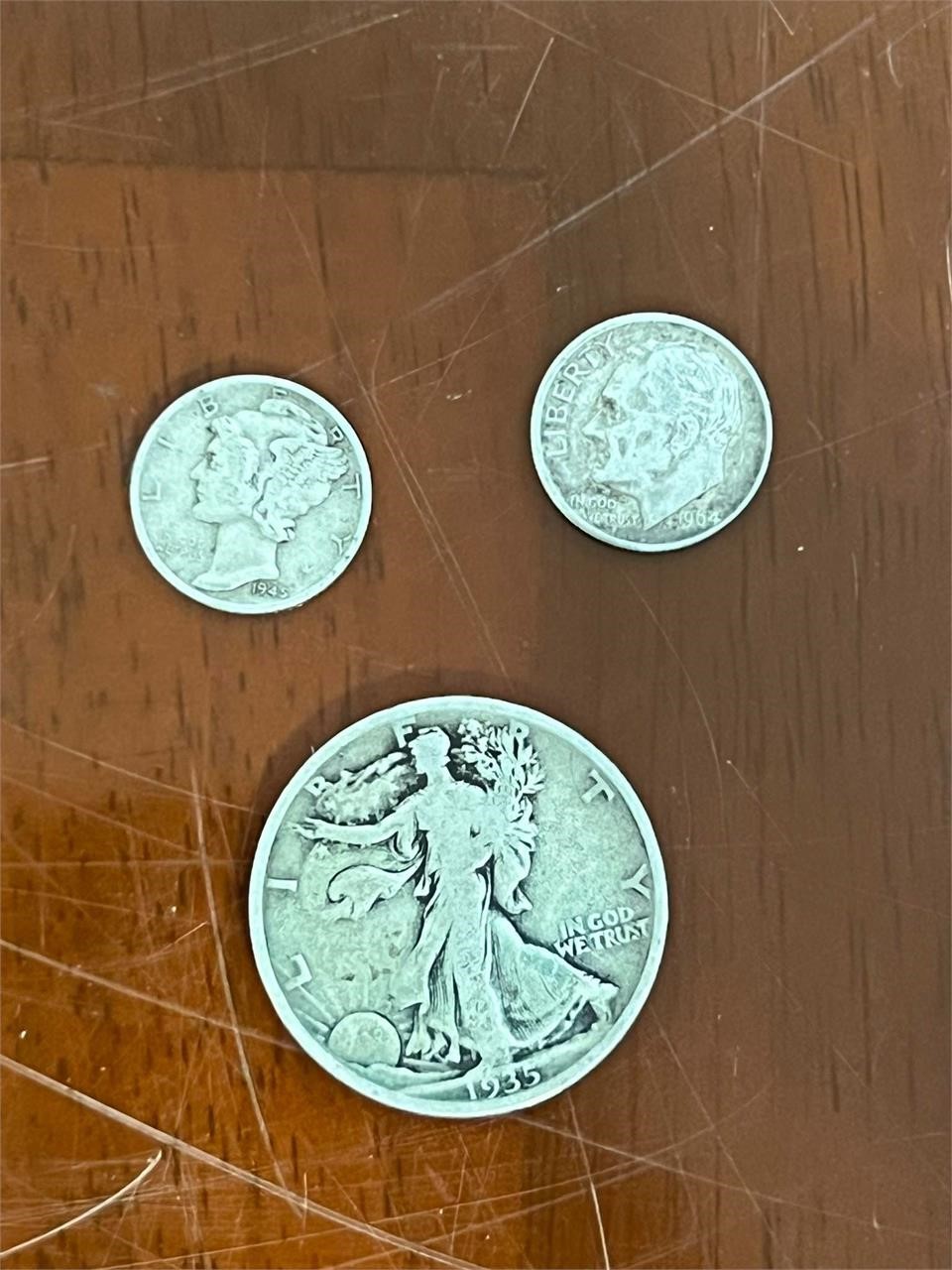 HALF DOLLAR AND TWO DIMES SILVER