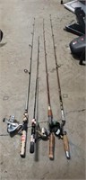 (4) Fishing Rods w/ (3) Reels