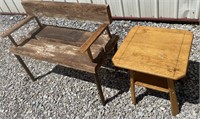 Primitive :Handmade Bench and Wood Table