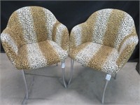 PAIR CHAIRS W/ LEOPARD PRINT COVERS