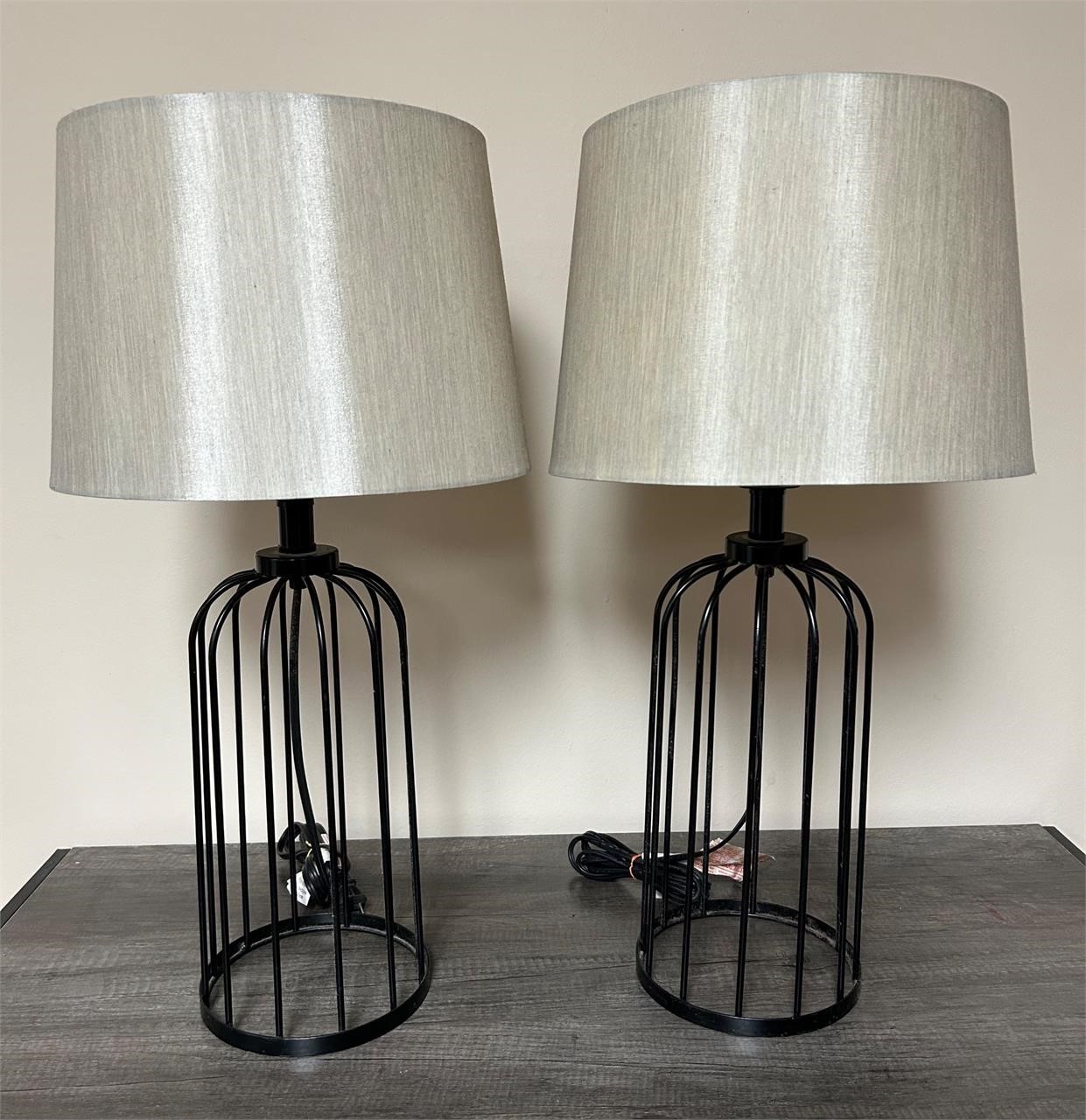 2 Black Metal Table Lamps