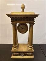 Temple Mantle Clock Wooden Gold Tone
