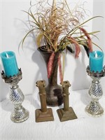 Brass Vase & Candle Holders