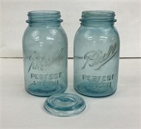 (2) Vintage Ball Blue Quart jars #4 and #6, blue