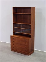 Danish Teak Shelf Cabinet 4-Drawer Bookshelf