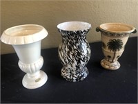 3 Vases , Ceramic, glass & Haeger