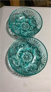 2 Vintage Anchor Hocking Teal/Turquoise Glass